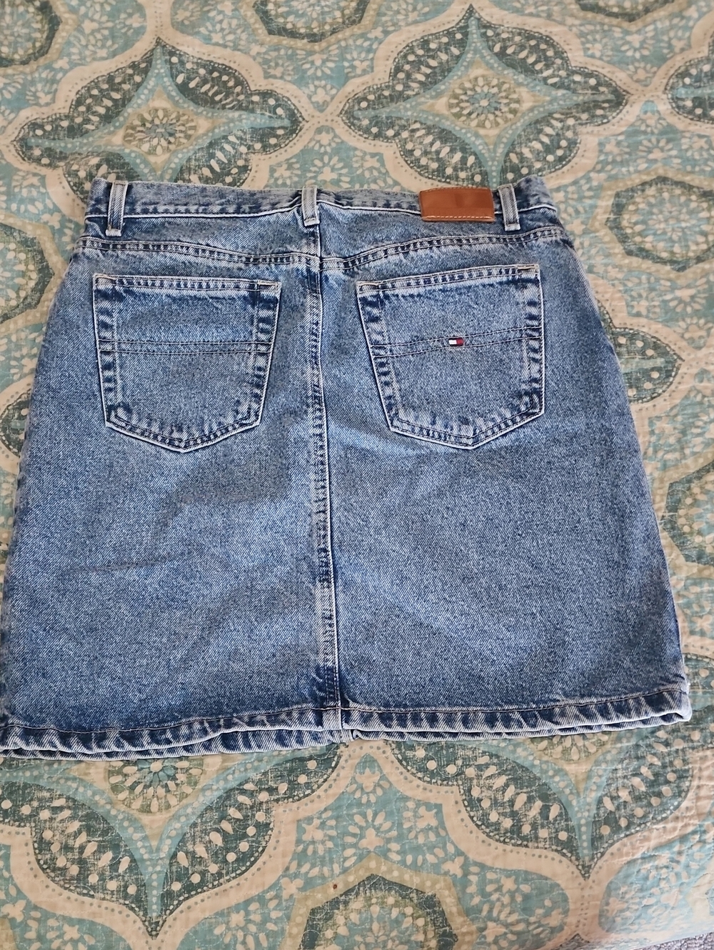 Vintage Y2k Tommy Hilfiger Blue Denim Mini Skirt - 12 - Picture 2 of 6